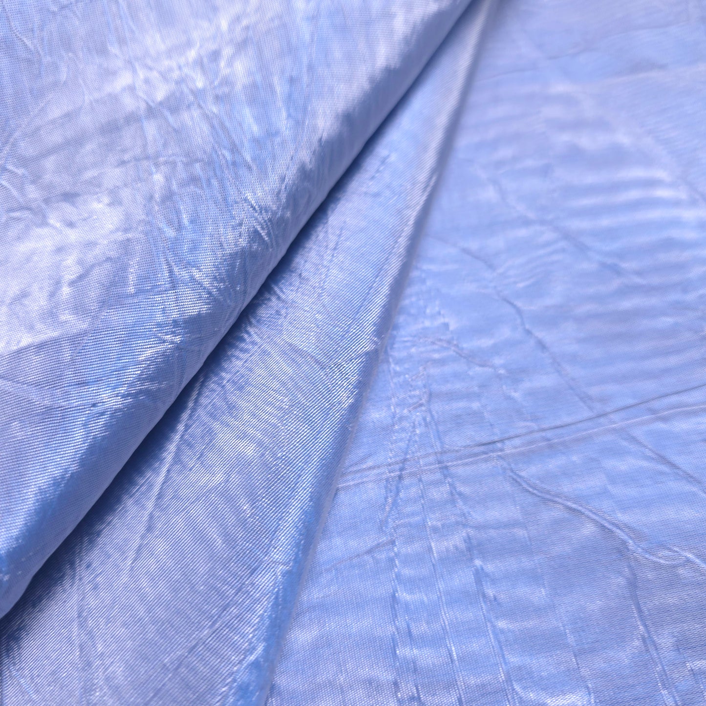 TWO TONE BLUE WHITE CRINKLE TAFFETA FABRIC