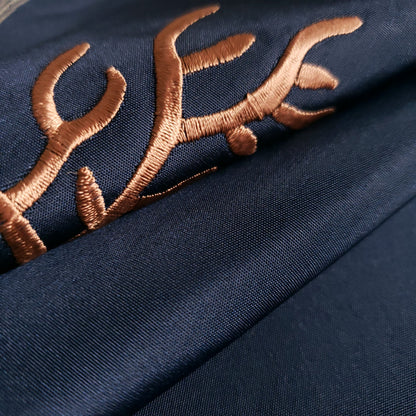 EMBROIDERED CORAL TAFFETA DRAPERY