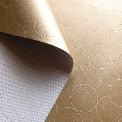 METALLIC GOLD OVERLAPPING CIRCLES VINYL FABRIC