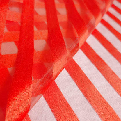 HALLOWEEN ORANGE RIBBON STRIPE SHEER ORGANZA FABRIC