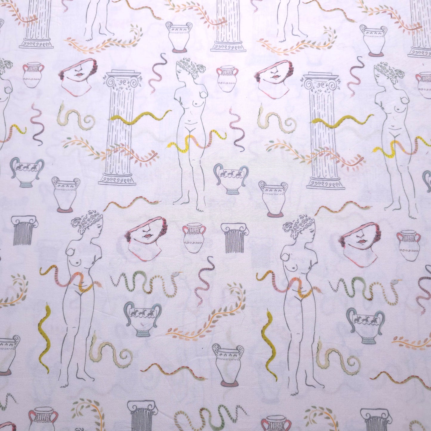 GREEK ROMAN MUSE CREAM COTTON POLYESTER FABRIC