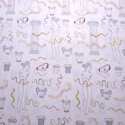 GREEK ROMAN MUSE CREAM COTTON POLYESTER FABRIC