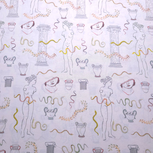 GREEK ROMAN MUSE CREAM COTTON POLYESTER FABRIC