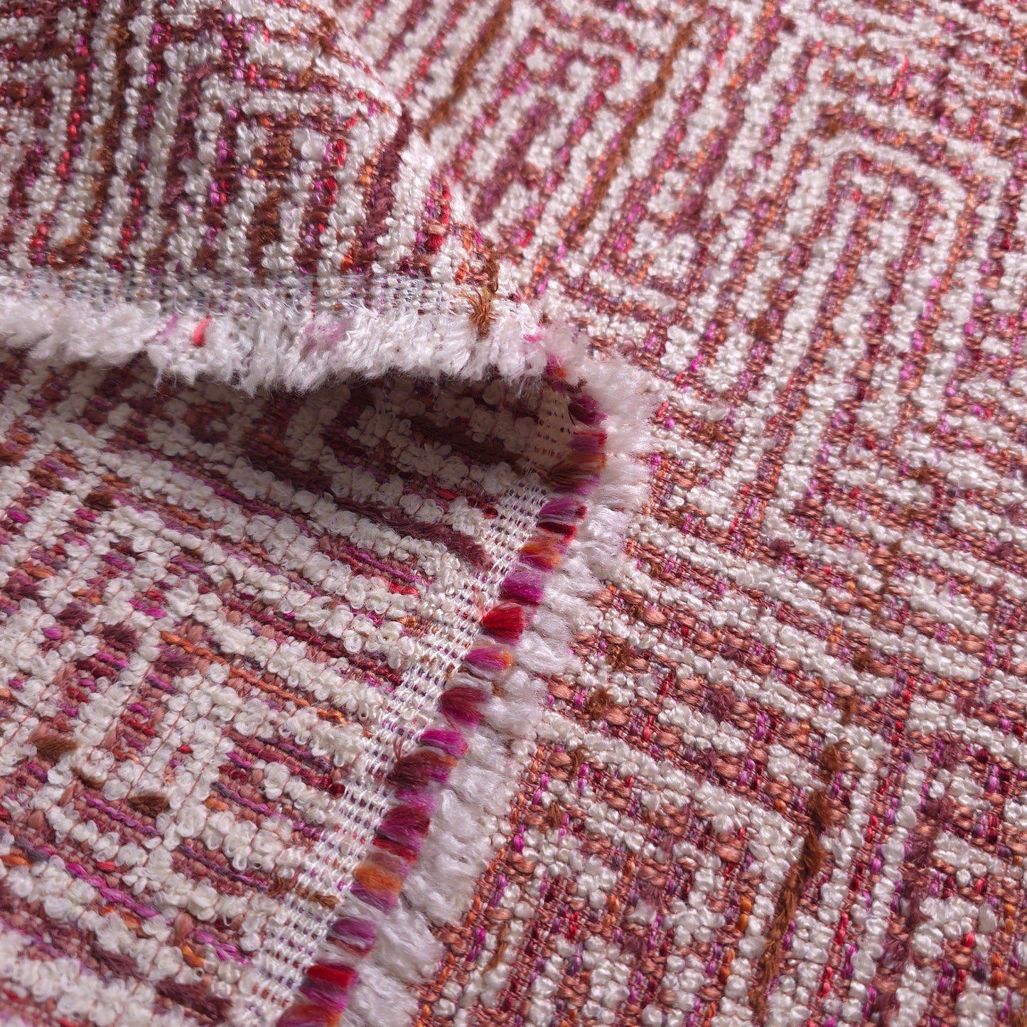 HEAVY MAZE BOUCLE EARTH TONE UPHOLSTERY FABRIC