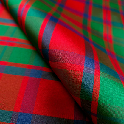 RED GREEN NAVY CLASSIC TARTAN PLAID TISSUE TAFFETA FABRIC