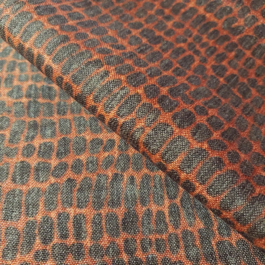 Orange Gray Upholstery Fabric | Textured Animal Print | 54" By The Yard