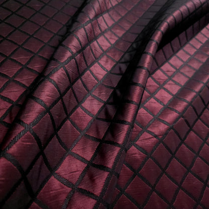 BURGUNDY WINE QUILTED TAFFETA BROCADE FABRIC