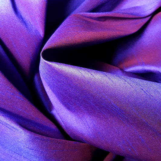 PURPLE ROYAL RED TWO TONE FAUX SILK DUPIONI 58"