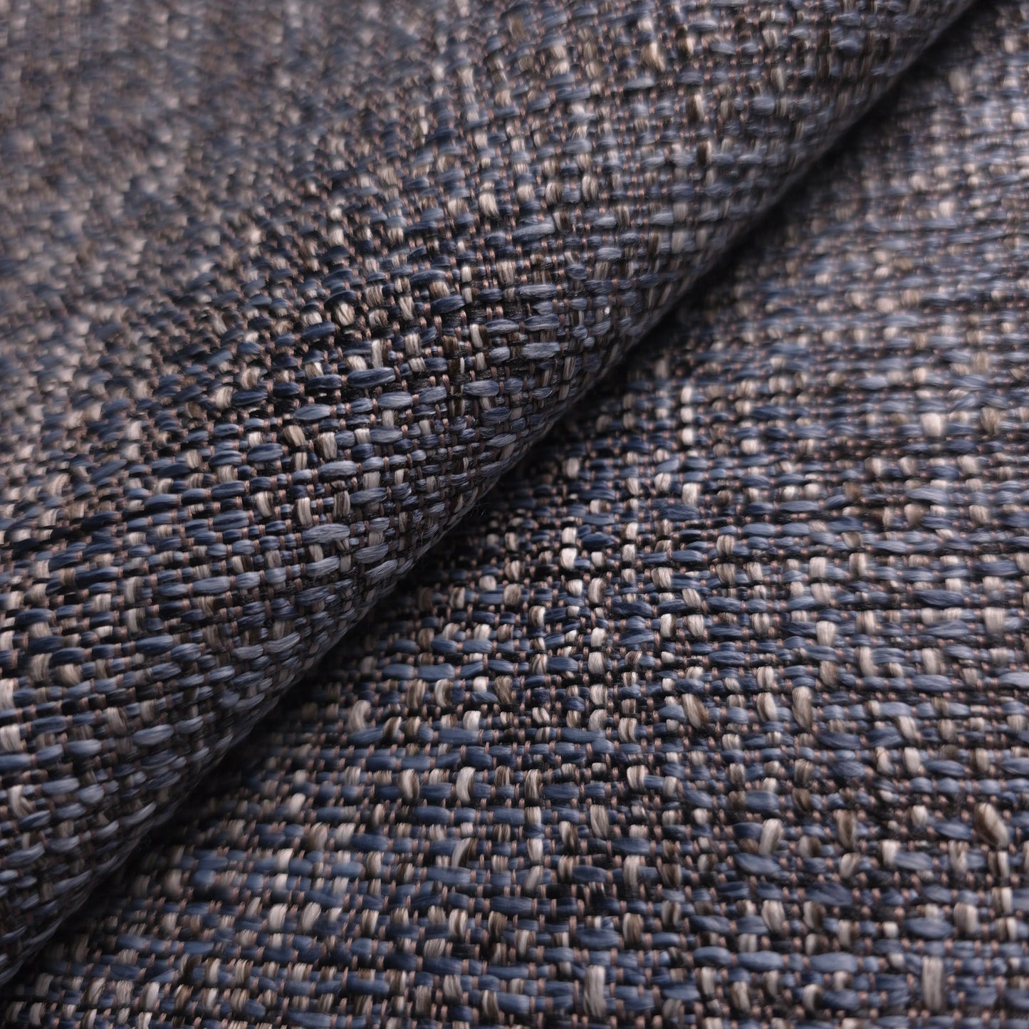 CHARCOAL BLUE BOUCLE UPHOLSTERY