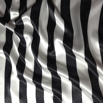 ONE INCH STRIPE SATIN BLACK WHITE