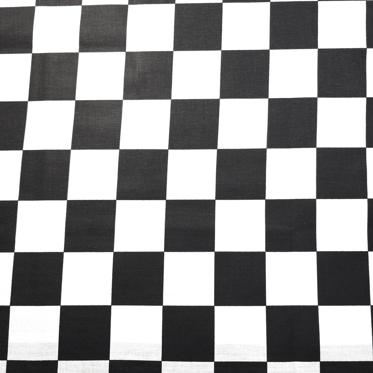 BLACK WHITE 1.5 INCH LARGE SQUARE CHECK COTTON BLEND FABRIC
