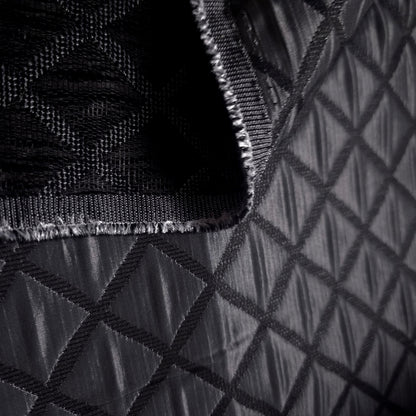 CHARCOAL BLACK QUILTED TAFFETA BROCADE FABRIC