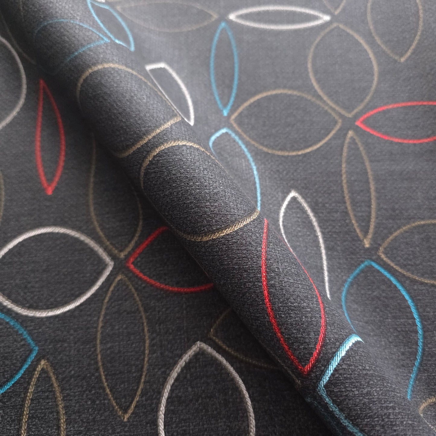 MUTED BROWN GRAY ABSTRACT PETAL VINYL FABRIC