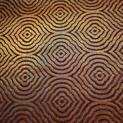 GOLD BRONZE BROWN MEDALLION JACQUARD UPHOLSTERY FABRIC