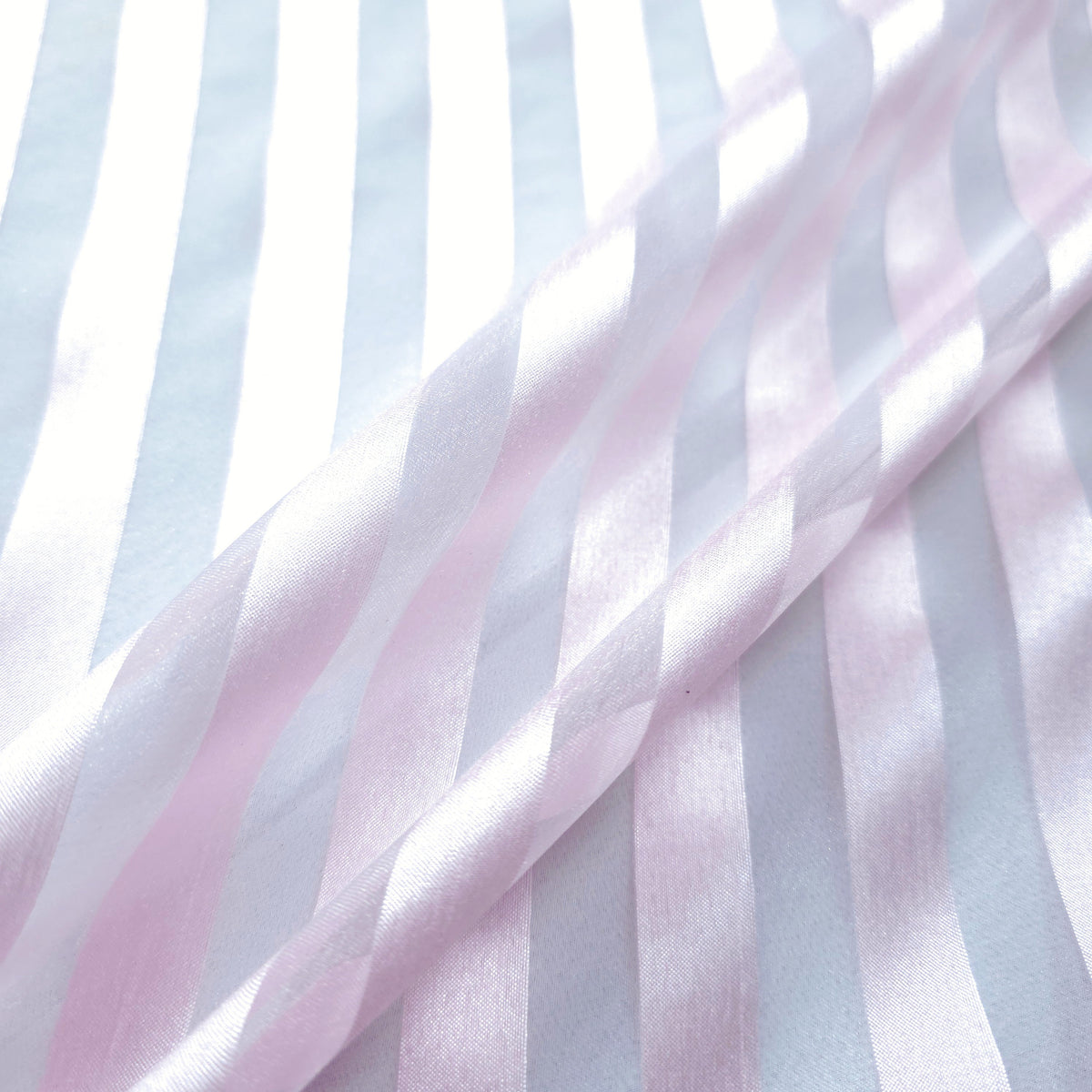 PALE PINK RIBBON STRIPE SHEER ORGANZA FABRIC