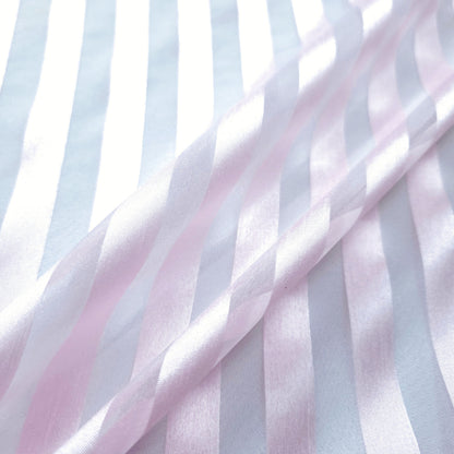 PALE PINK RIBBON STRIPE SHEER ORGANZA FABRIC