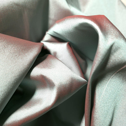 FAUX SILK LUXURY TAFFETA RED MINT LEAF
