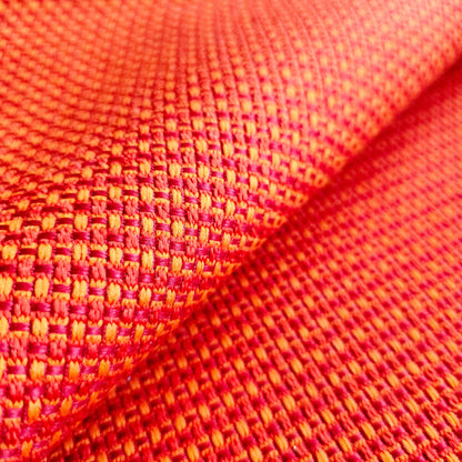 ORANGE RED YELLOW BASKET WEAVE WOVEN VINYL FABRIC