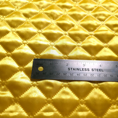 CANARY YELLOW TAFFETA HEAT FUSED DIAMOND QUILTED BATTING FABRIC