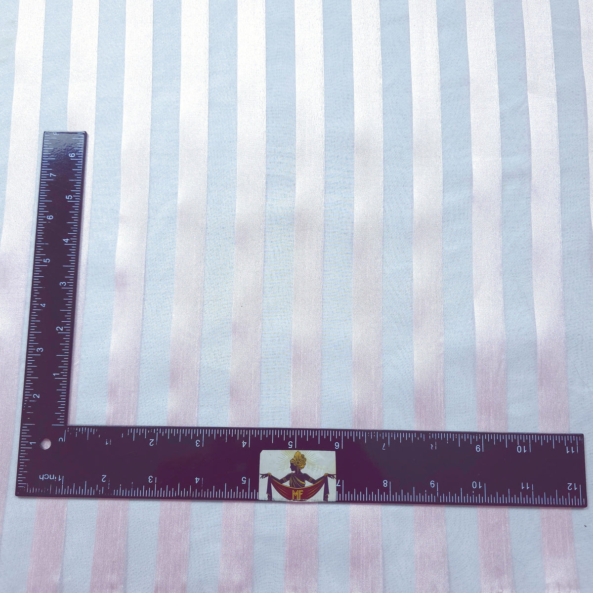 PALE PINK RIBBON STRIPE SHEER ORGANZA FABRIC