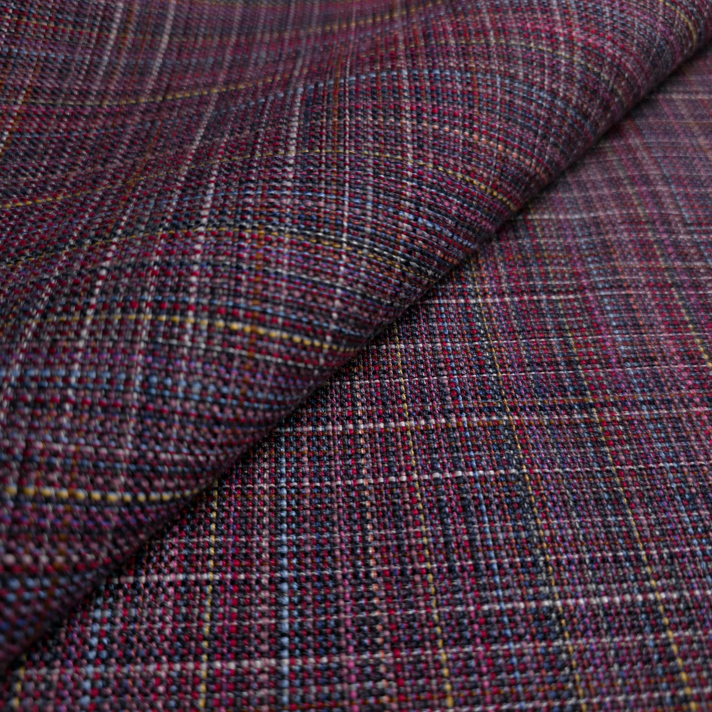 MULTICOLOR RUSTIC WOVEN PLAID STRIPE REVERSIBLE UPHOLSTERY FABRIC LOT