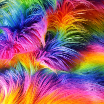 RAINBOW STRIPE LONG PILE FAUX FUR