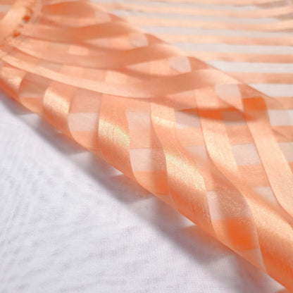 CANTALOUPE ORANGE RIBBON STRIPE SHEER ORGANZA FABRIC