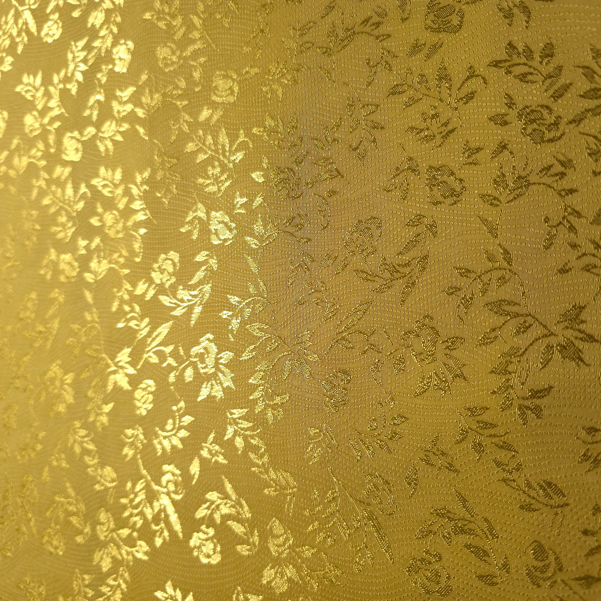 YELLOW GOLD FLORAL ROSE WAVE REVERSIBLE BROCADE FABRIC