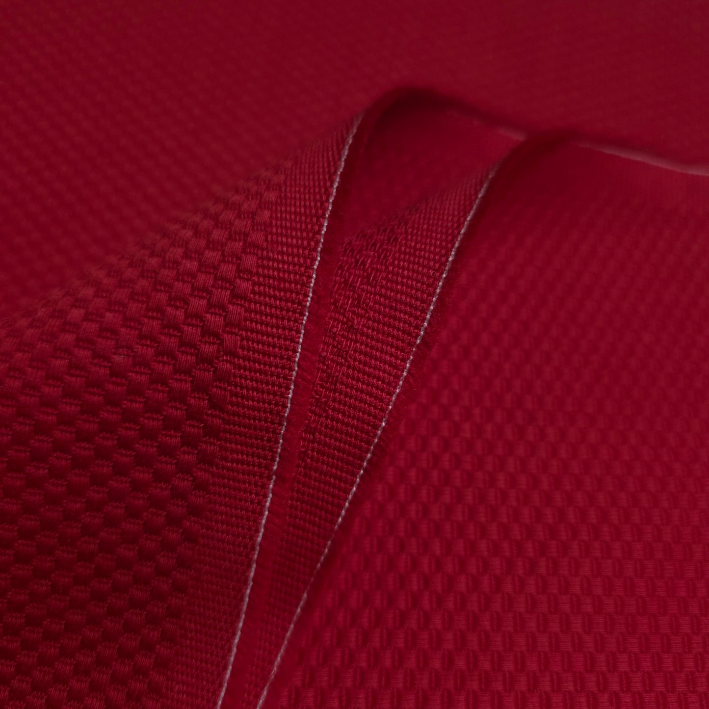 SOLID RED COTTON PIQUE DRAPERY FABRIC