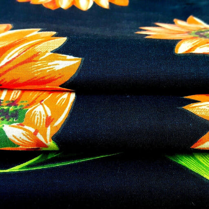 LARGE SUNFLOWER PRINT ON BLACK