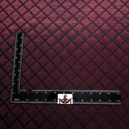 BURGUNDY WINE QUILTED TAFFETA BROCADE FABRIC