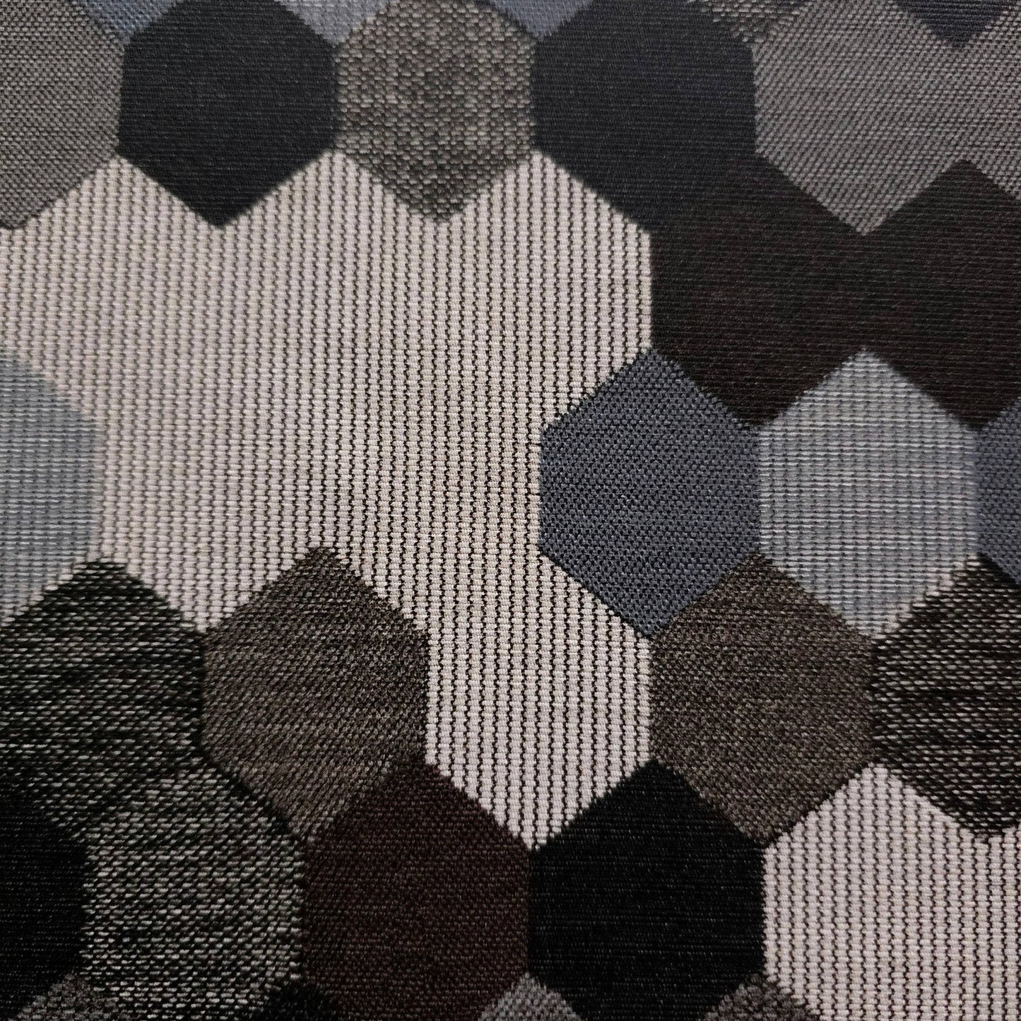 GRAY BROWN HEXAGON PATCH UPHOLSTERY VINYL FABRIC