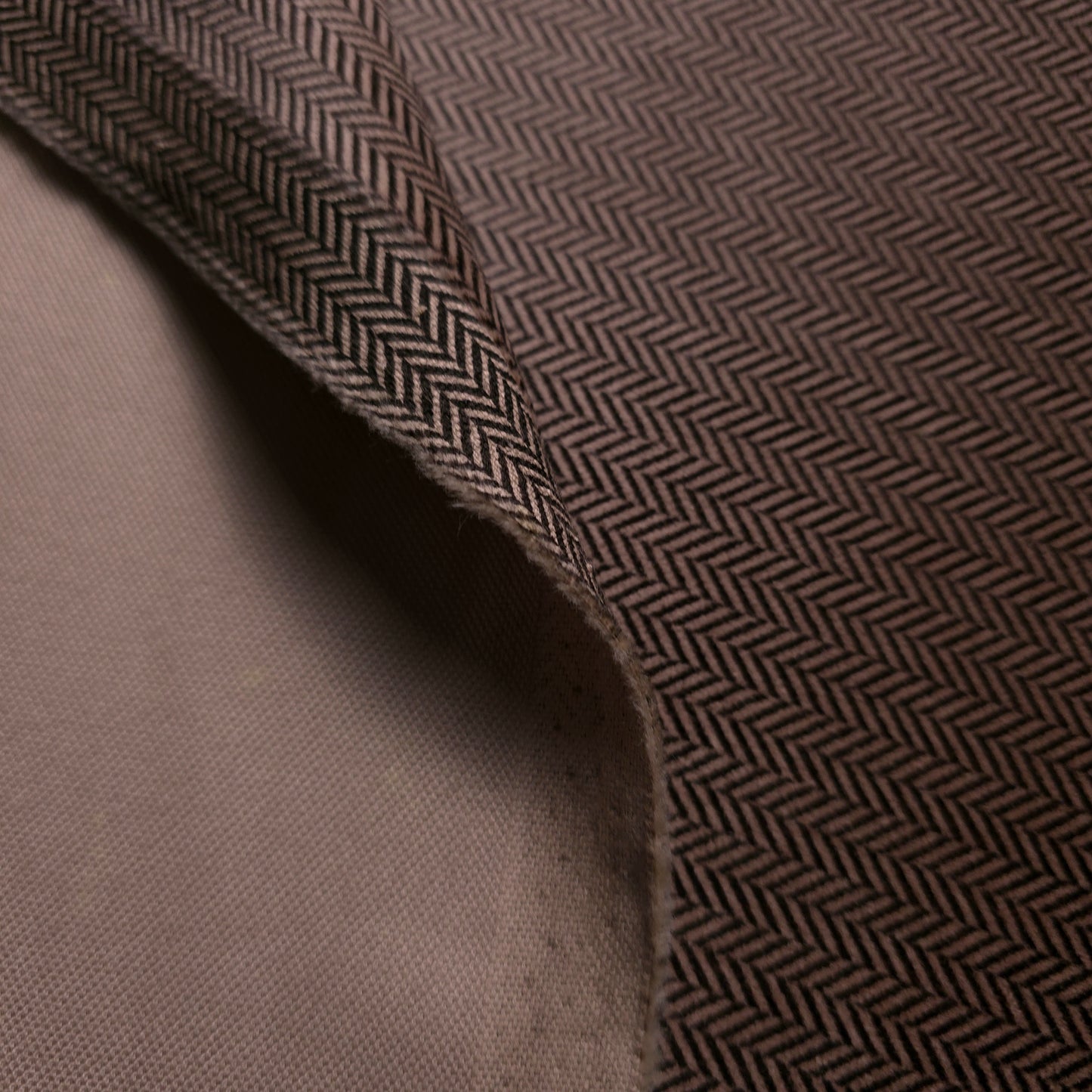 BROWN TAN HERRINGBONE JACQUARD VELOUR FABRIC