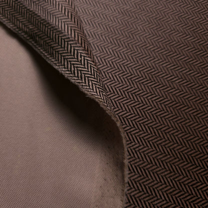 BROWN TAN HERRINGBONE JACQUARD VELOUR FABRIC