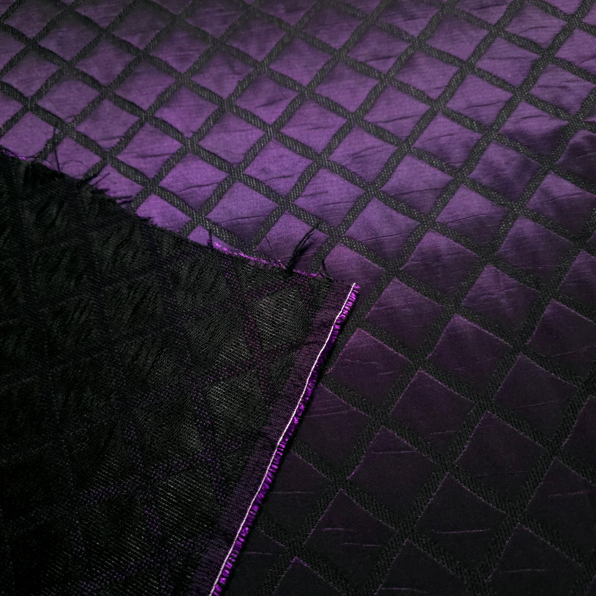 ROYAL PURPLE PLUM QUILTED TAFFETA BROCADE FABRIC