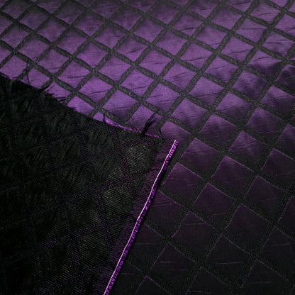 ROYAL PURPLE PLUM QUILTED TAFFETA BROCADE FABRIC