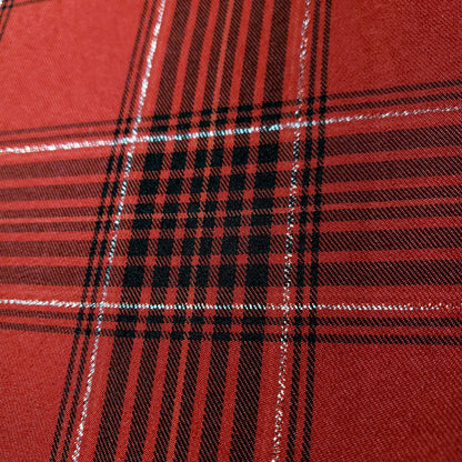 HOLIDAY POPLIN TARTAN PLAID RED BLACK SILVER