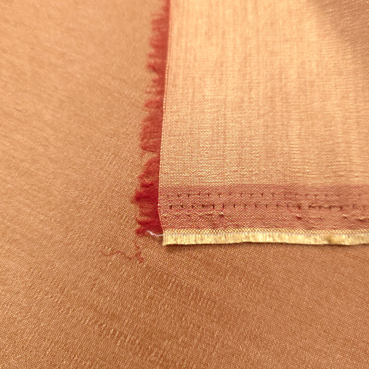 VINTAGE CANTALOUPE COPPER TAJ DUPIONI FAUX SILK FABRIC