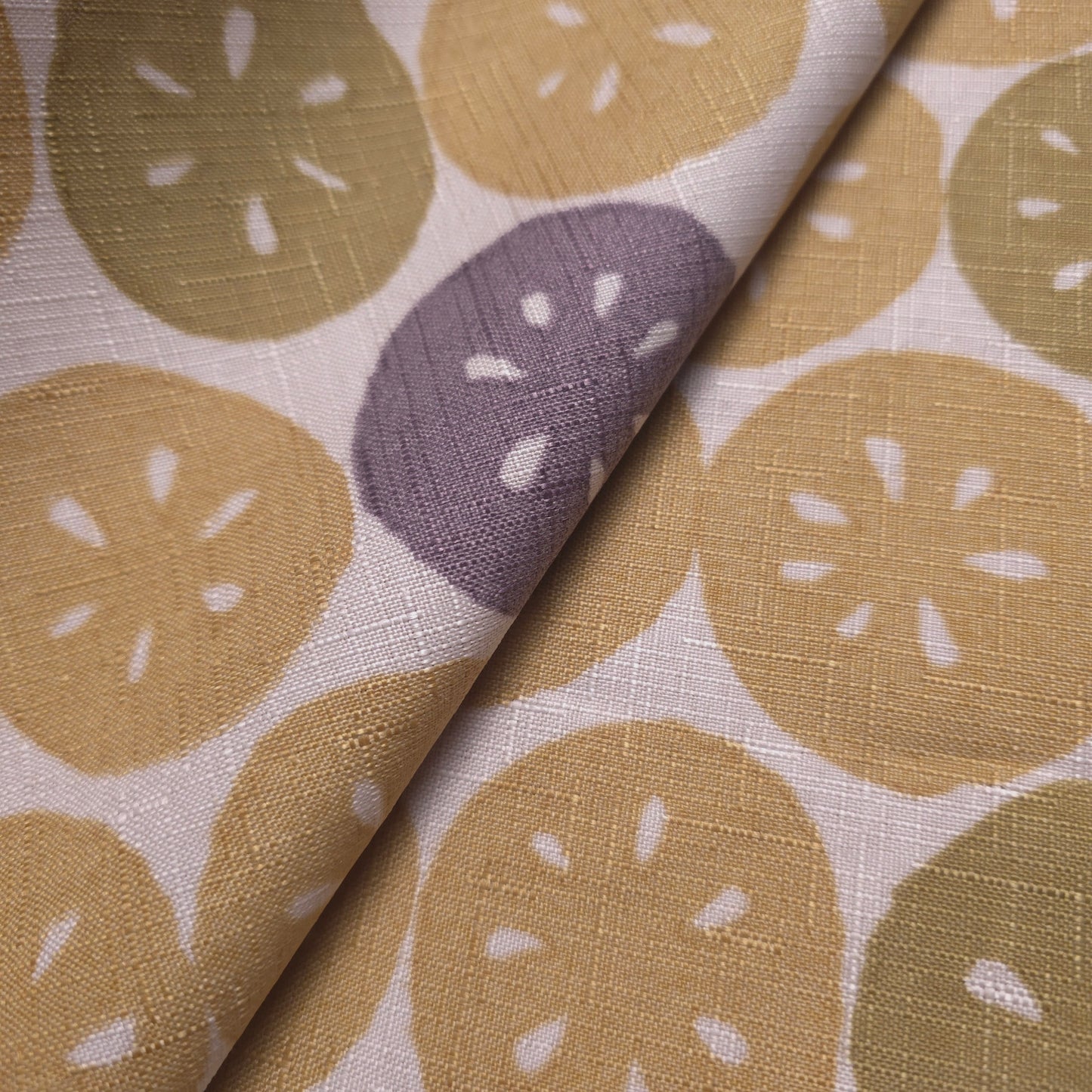 SAND DOLLAR CITRUS FAUX LINEN DRAPERY FABRIC