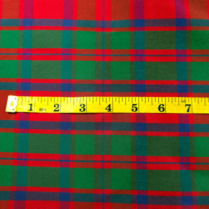 RED GREEN NAVY CLASSIC TARTAN PLAID TISSUE TAFFETA FABRIC