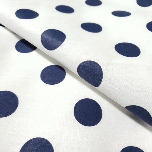 ONE INCH POLKA DOT NAVY ON WHTIE