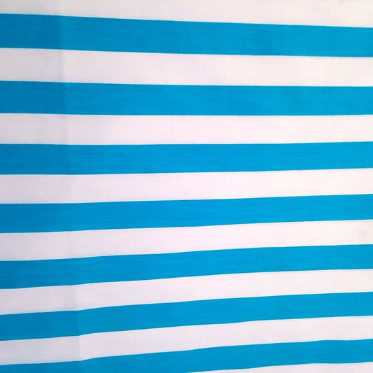 ONE INCH STRIPE POLYCOTTON TURQUOISE