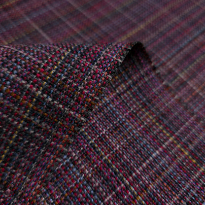 MULTICOLOR RUSTIC WOVEN PLAID STRIPE REVERSIBLE UPHOLSTERY FABRIC LOT