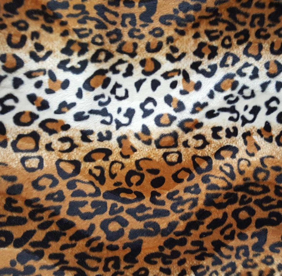 GOLD BROWN LOEPARD PRINT SHORT PILE FUR WHITE BLACK