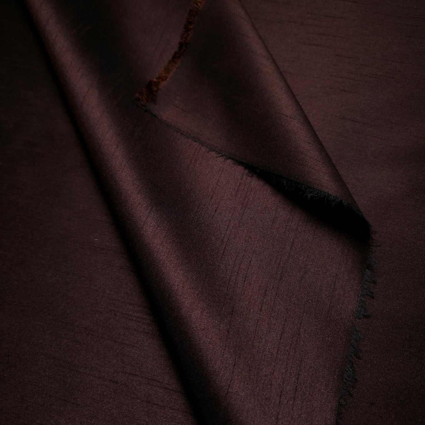 REGAL ESPRESSO BROWN POLY DUPIONI FABRIC SHOT WITH BLACK