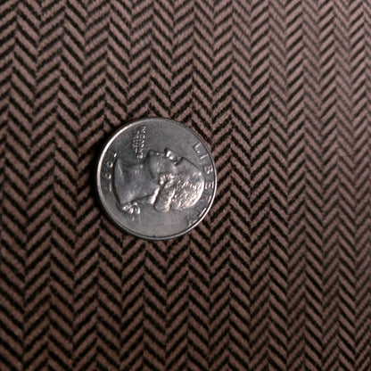 BROWN TAN HERRINGBONE JACQUARD VELOUR FABRIC