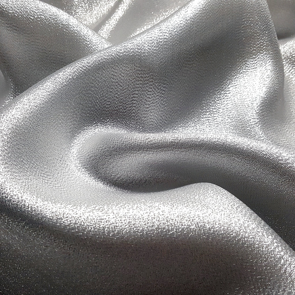 SILVER WHITE CRYSTAL SHIMMER LAME FABRIC