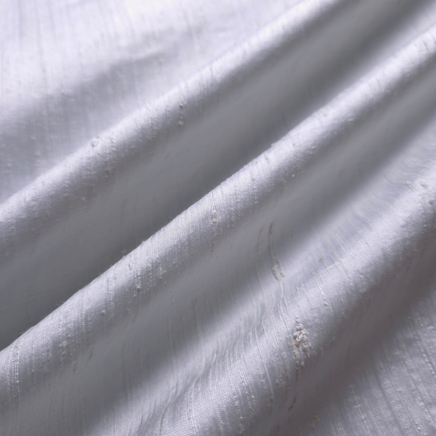RAW SILK DUPIONI HAND WOVEN FABRIC TWO TONE CLOUD BLUE WHITE