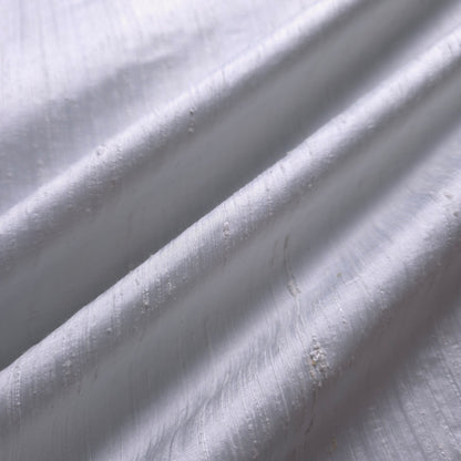 RAW SILK DUPIONI HAND WOVEN FABRIC TWO TONE CLOUD BLUE WHITE