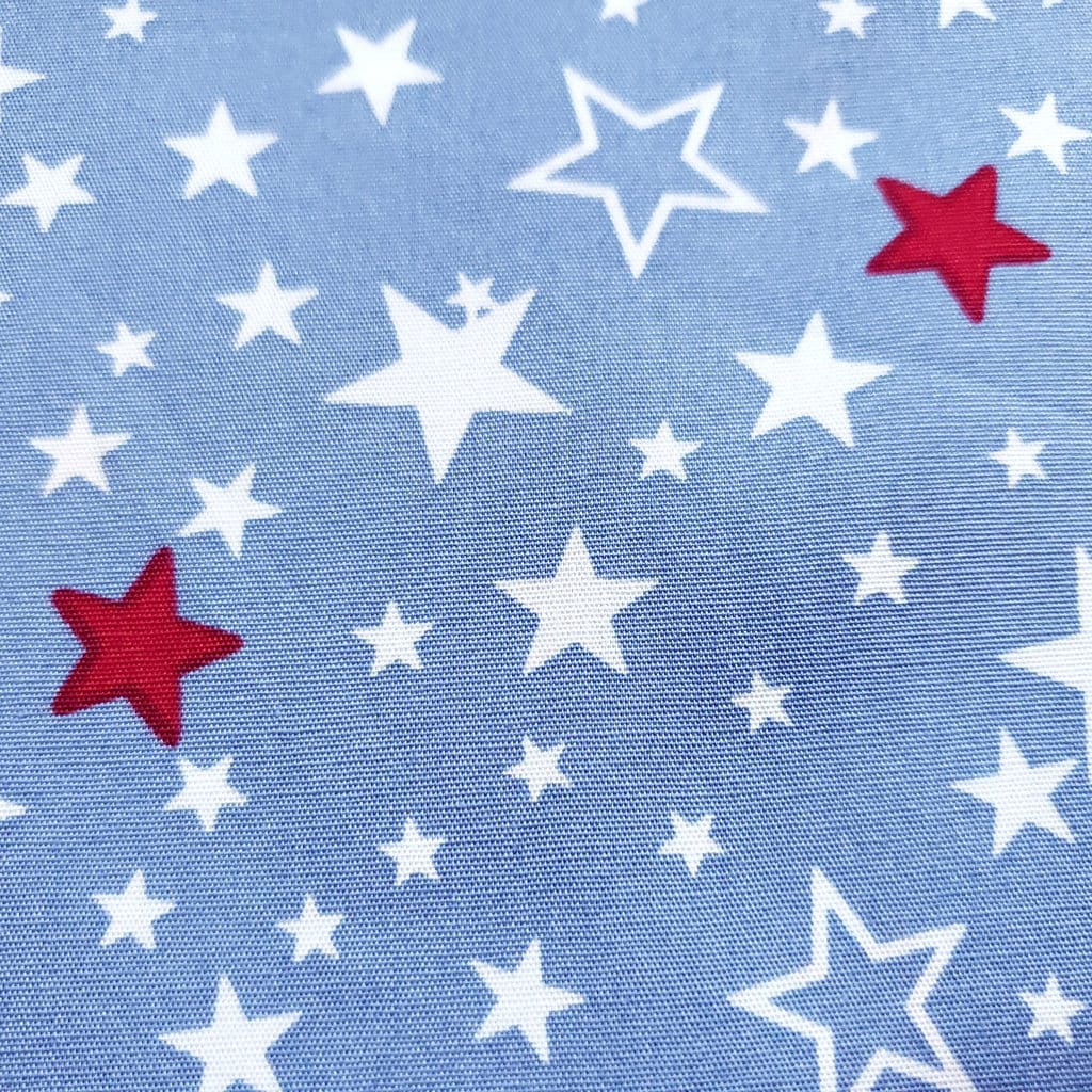 Small Stars Red White On Blue 100% Cotton 60" By The Half Yard Patrioric Stars on Baby Blue Fabric